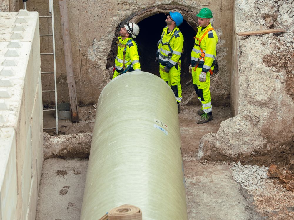 Condotta di grande diametro in cantiere